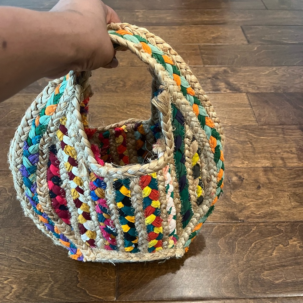 Magid Jute Handbag Mini Satchel Braided Woven Mixed Media Bag - Picture 4 of 10